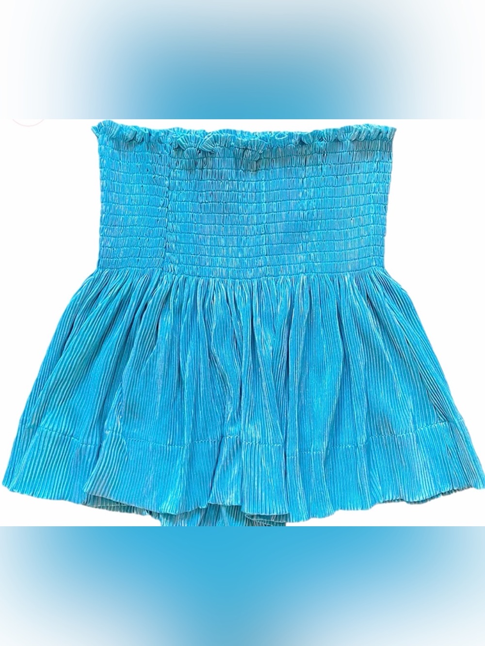 QUEEN OF SPARKLES Turquoise Blue Smocked Tiered Mini Skirt